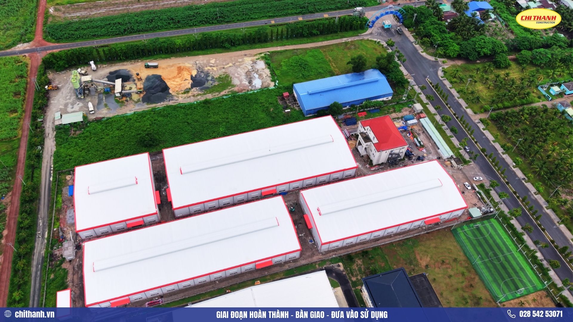 Góc nhìn từ trên cao các khối nhà xưởng thuộc dự án Nhà máy Evergreen Tree Việt Nam